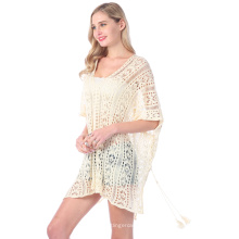 Robe de plage Robe courte pour femme Bikini Dentelle Crochet Cover Up
